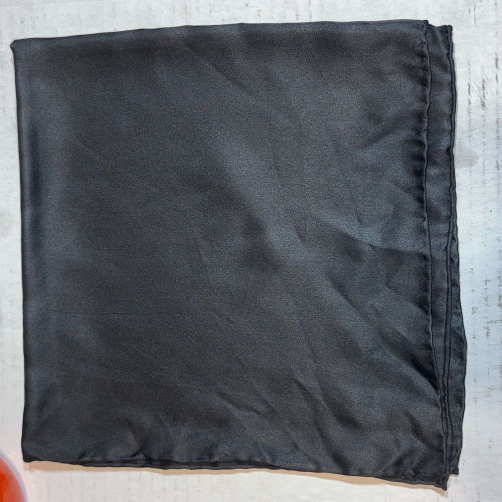 Ashear Hand Rolled Silk Scarf Pocket Square Unisex 19" Solid Black